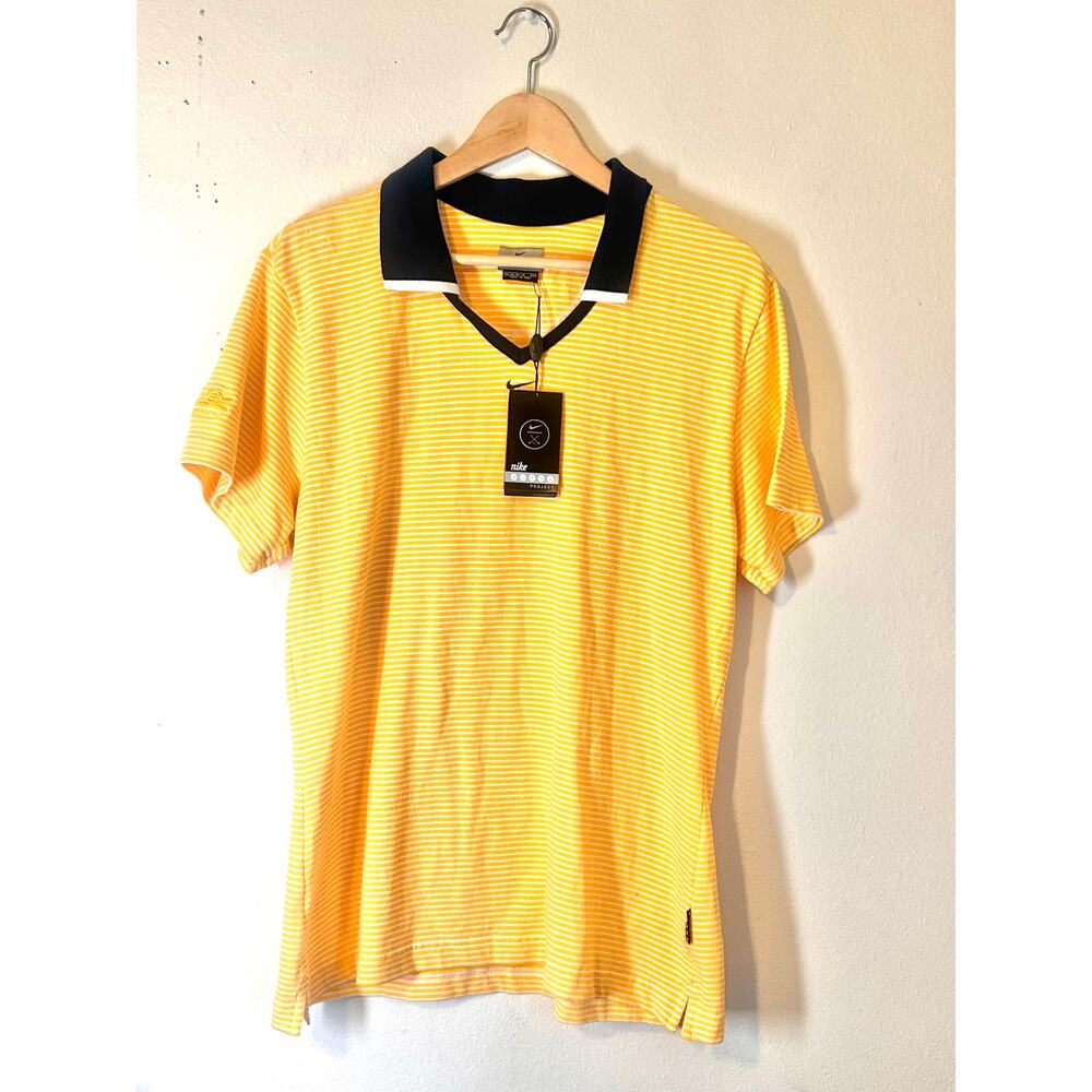 VTG NWT Nike Woman XL Yellow/White Striped Polo-Franz Bakery-Sharie’s Resturant
